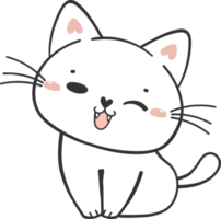 cute funny happy white kitten cat cartoon character doodle drawing png