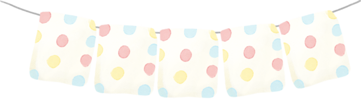 cute pastel polka dots rectangular flag watercolour party garland banner png