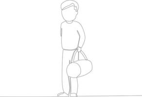 A man took refuge with a tote bag vector