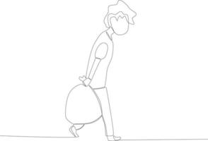 A man carrying a bundle of clothes vector