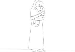 A mother holding her child. vector