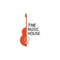 Guitar musical instrument Logo template with simple shape. vector