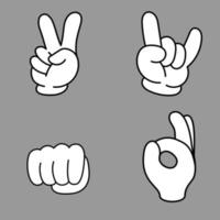 Trendy set of stylish cartoon hands showing different gestures. vector