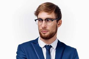 business man in girl suit with office close-up photo