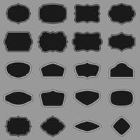 Large set of flat shields with contours over grey background. vector