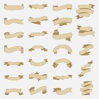 Collection of beige ribbons, set of ribbons for congratulation of invitation. vector