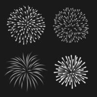 Festive patterned firework  bursting  in various shapes sparkling pictograms set. vector