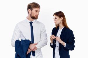 man and woman in business suits financial managers photo