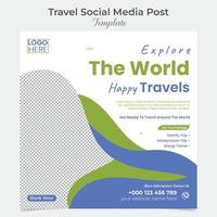 Adventure travel and tour square flyer post banner and social media post template design vector