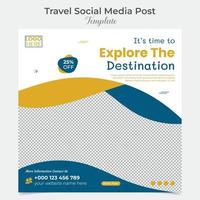 Travel and tour holiday vacation square flyer post banner and social media post template design vector