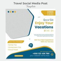 Explore tour and travel social media post and square flyer post banner template design vector