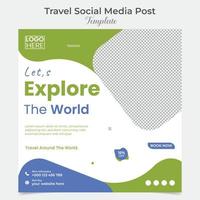 Adventure travel and tour square flyer post banner and social media post template design vector