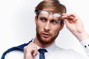 negocio hombre con lentes de cerca ejecutivo oficina foto