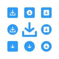 set of download button icon vector