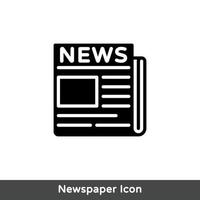 flat black newspaper vector icon