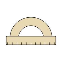 Protractor ruler. Doodle style icon. vector