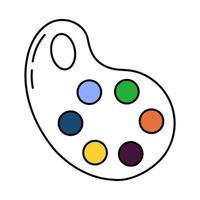 Palette with paints. Doodle style icon. vector