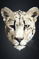 Low poly vector tiger illustration. Polygonal animal graphic design. Color filter on separate layer. Low poly style illustration of tiger. photo