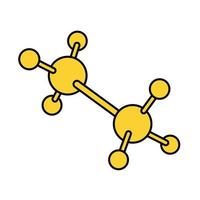 átomo, complejo volumétrico molécula estructura. garabatear estilo icono. vector