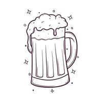 hand drawn Cold beer with frothy foam vector illustration