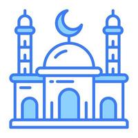 Worship place for muslims, islamic holy place vector in editable style