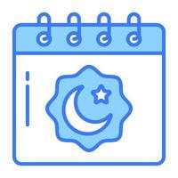 Luna y estrella con calendario demostración concepto de Ramadán calendario vector