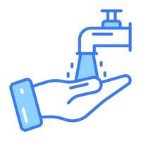 Hand with water tap showing concept of wudhu vector, easy to use icon vector