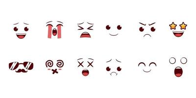 Cartoon faces. Happy excited smile laughing unhappy sad cry and scared face  expressions. Expressive caricatures vector set 24025283 Vector Art at  Vecteezy