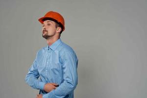 male builders protection light background photo