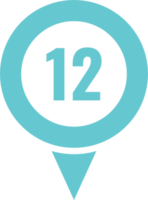 Location pointer pin icon with number png