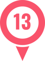 Location pointer pin icon with number png
