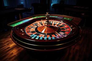 casino ruleta cerca arriba. ruleta rueda. juego adiccion. creado con generativo ai foto