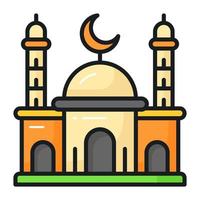 Worship place for muslims, islamic holy place vector in editable style