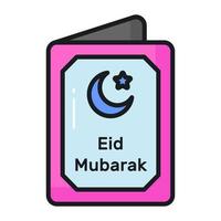 Eid mubarak greeting card in modern style easy to use icon, premium vector