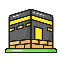 un santo sitio para musulmanes en árabe, vector de kaaba en editable estilo