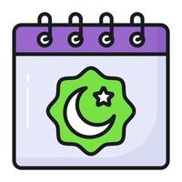 Luna y estrella con calendario demostración concepto de Ramadán calendario vector