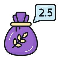 Grain sack with chat bubble denoting concept of zakat vector