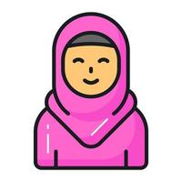 niña vistiendo hijab demostración concepto de musulmán niña íconos vector