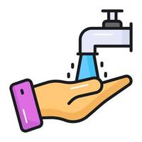 Hand with water tap showing concept of wudhu vector, easy to use icon vector