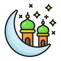 Conceptual vector of ramadan crescent moon, premium icon