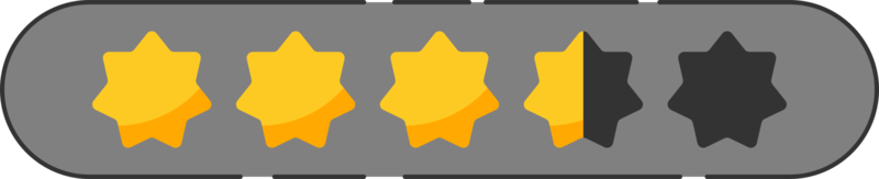 Rating star badge with gold stars and numbers png
