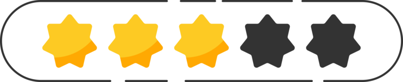 Rating star badge with gold stars and numbers png