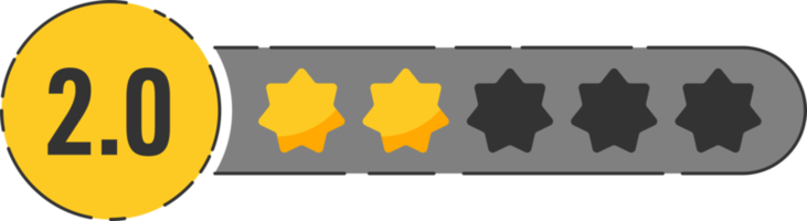 Rating star badge with gold stars and numbers png