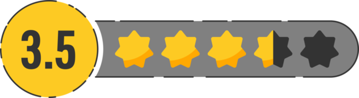 valutazione stella distintivo con oro stelle e numeri png