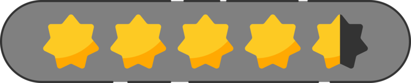 Rating star badge with gold stars and numbers png