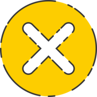 Rejected cross mark icon in flat style png