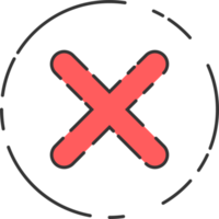 Rejected cross mark icon in flat style png