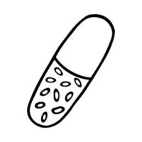 Capsule, vitamins, supplement, pill. Doodle vector image