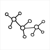 Atom, complex molecule structure doodle icon vector