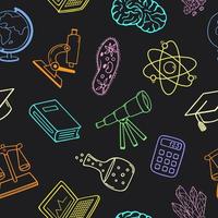 Science and education. Seamless pattern of vector hand drawn elements in doodle style.